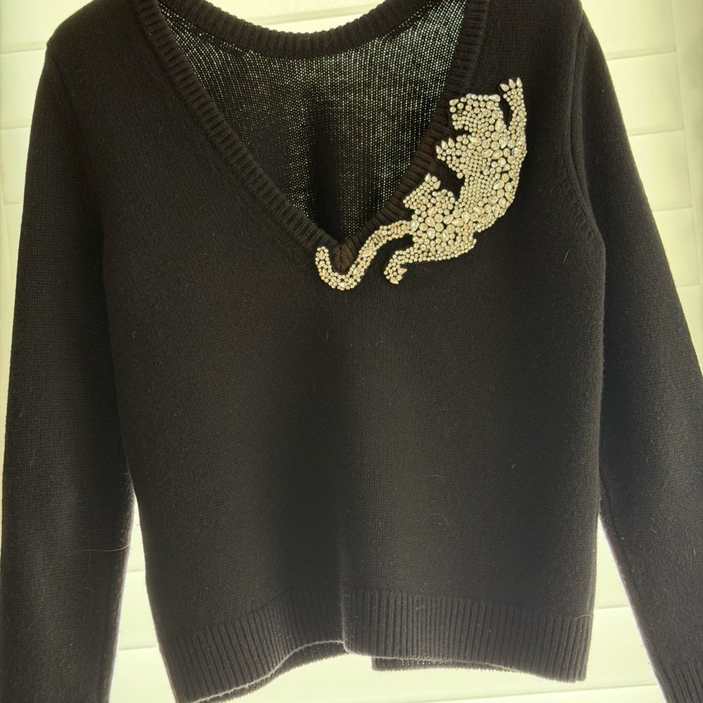 ba&sh Black Sweater with rhinestone Embellishment